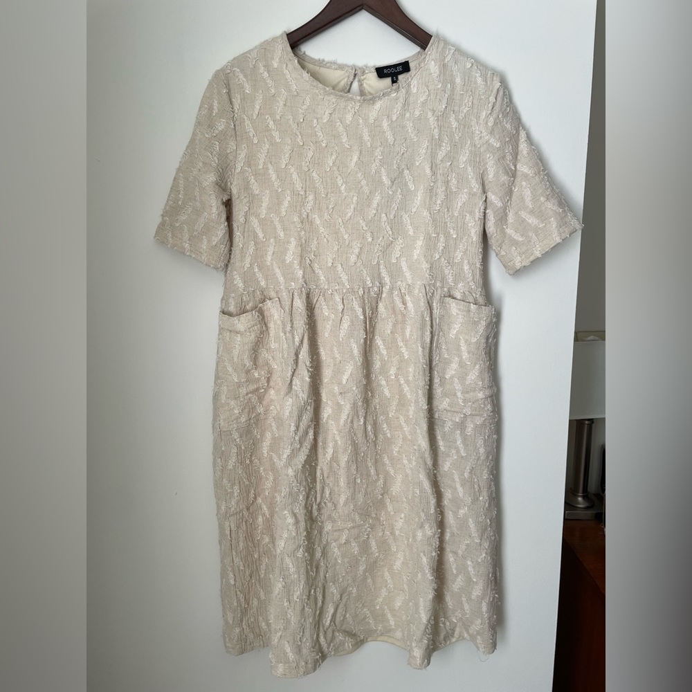 Roolee Cream Textured Dress, NWT
